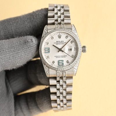 Rolex Datejust Replica with Diamond Bezel 904L Steel Automatic Movement Date Window Women Watch